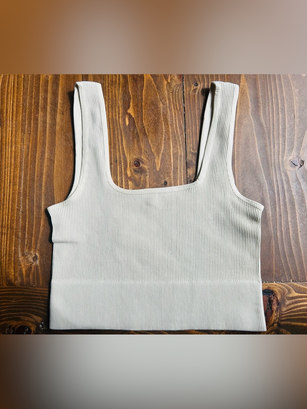 Zenana Outfitters Ribbed Square Neck Brami in Cream